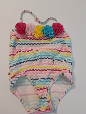 Koala Kids Floral Zig Zag 1pc Swimsuit Sz 3/6M